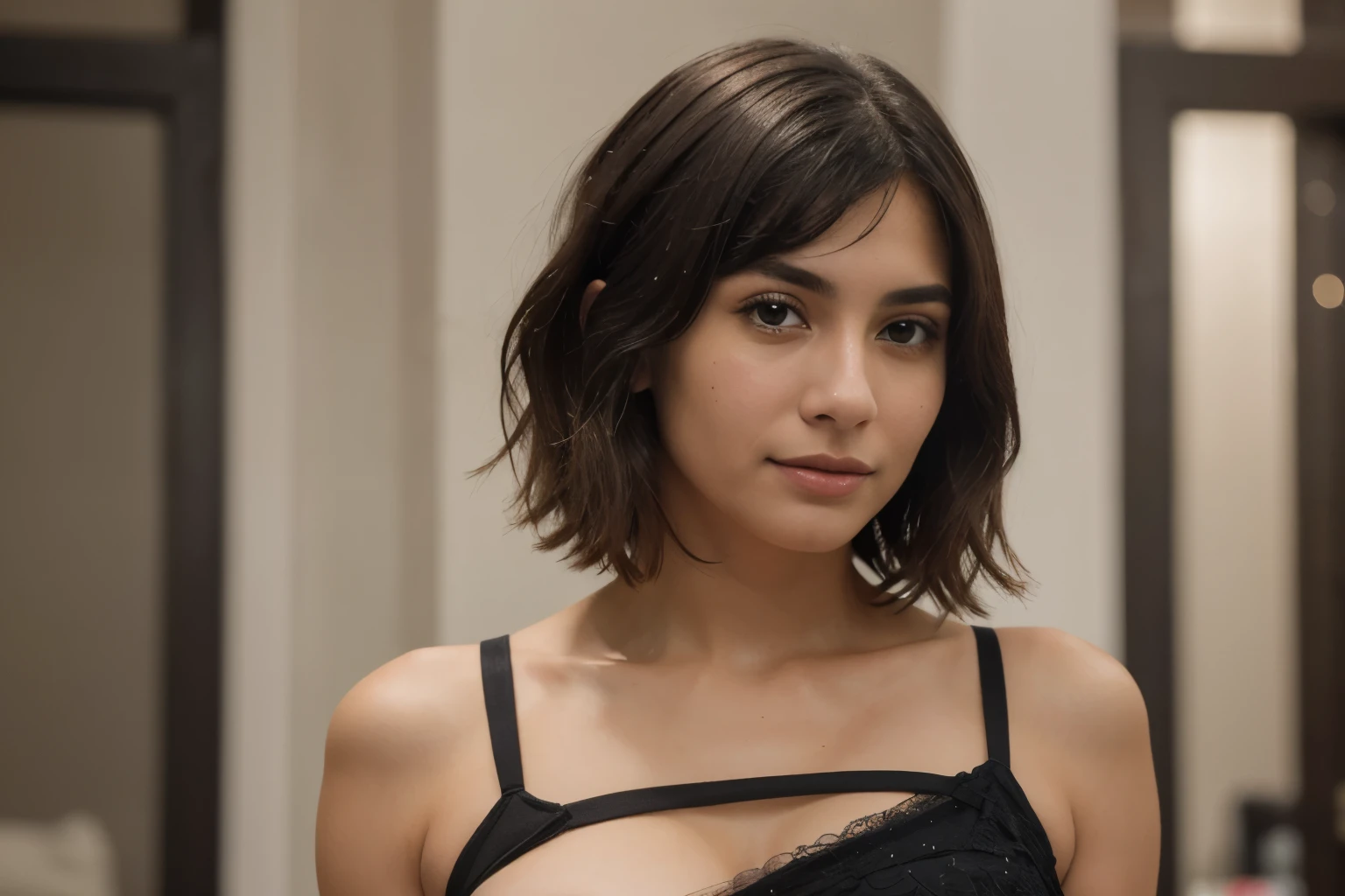 8k, RAW photo, Fujifilm, style photo of a combined version of riley reid and mia khalifa as one busty young woman (highly detailed skin: 1.2) Style-Petal BREAK short hair, black hair, wearing a dress, film granulation, 35mm, cute style, ultra high res.photorealistic:.1.4,UHD, Accurate, Textured Skin, High Details, Award Winning, High Resolution, Masterpiece, Anatomically Correct, Super Detailed, High Quality, Best Quality