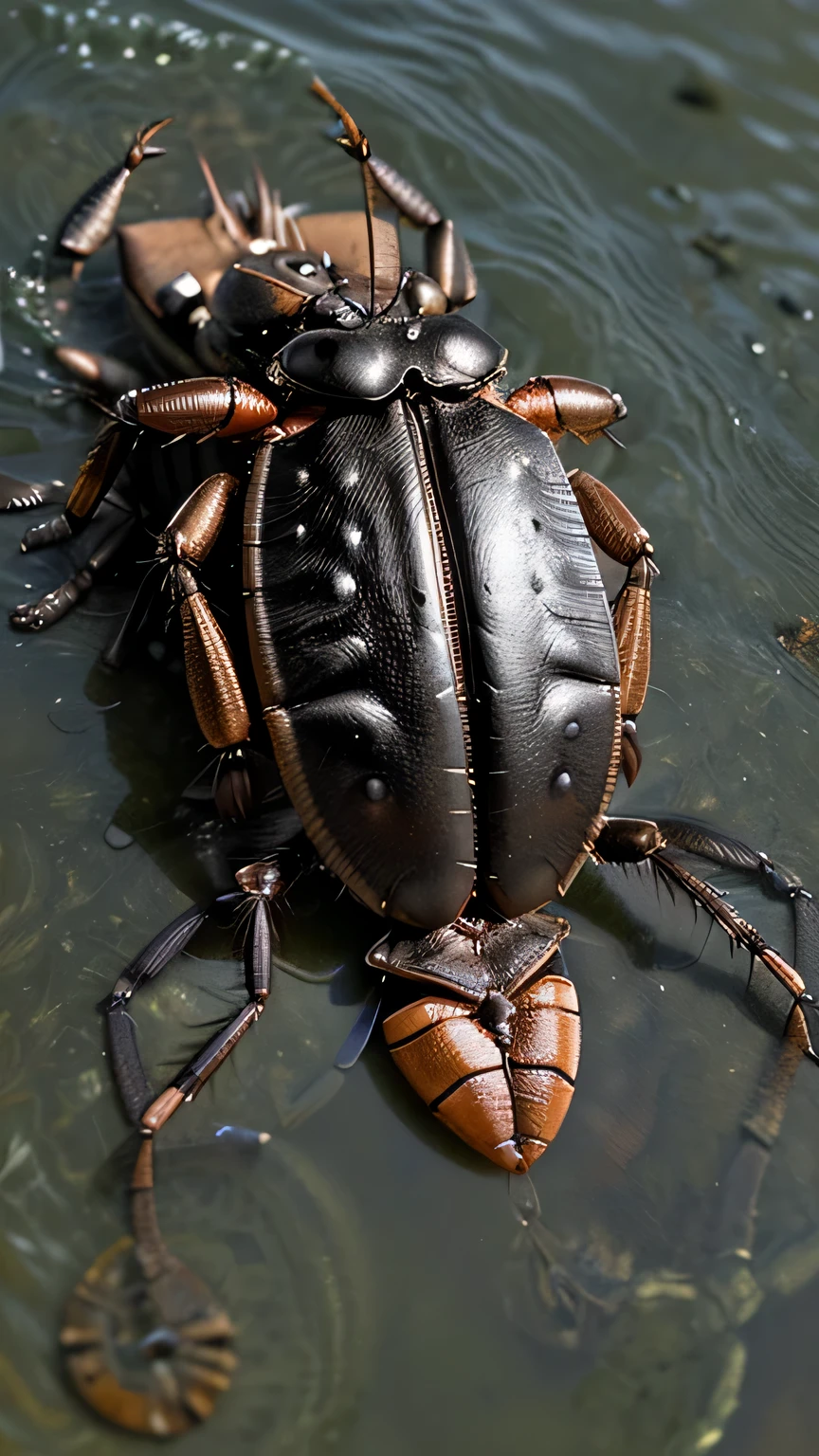 (image of person scared when seeing a cockroach in the water)