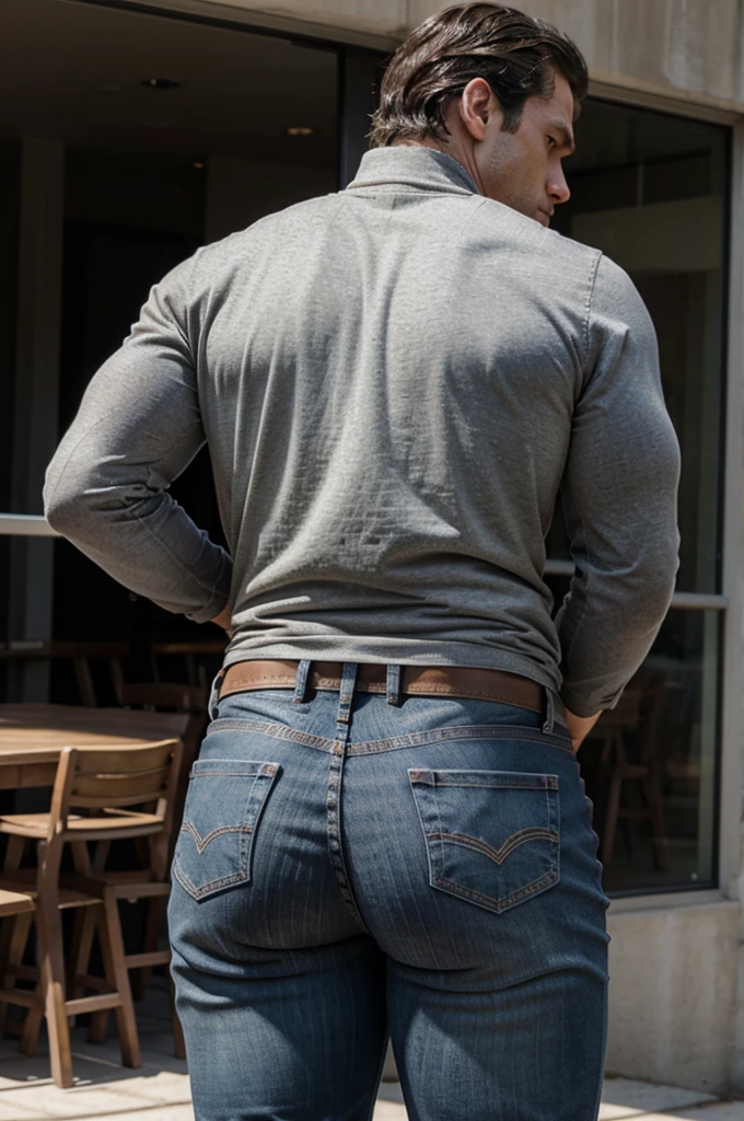 Henry Cavill gray jeans backside
