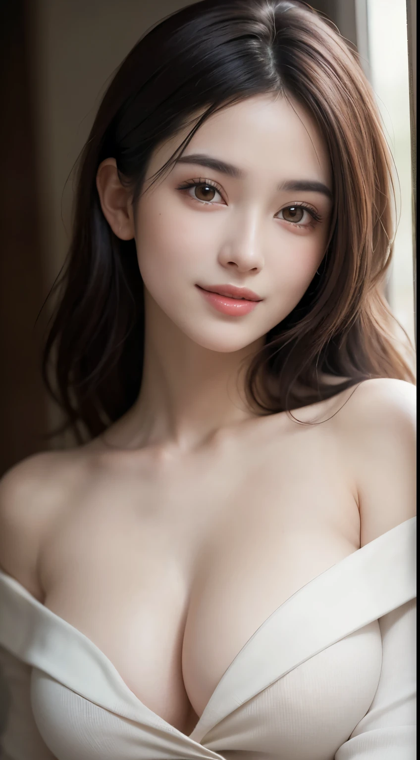 1woman, (Ultra realistic, high res), (highly detailed eyes, highly detailed hair, highly detailed face, highly detailed plump lips), (off shoulder with open breasts), breasts, upper body, caute smile, (best quality:1.4), Raw photo, (realistic, photo-realistic:1.37), professional photography, cinematic light, (fine face: 1.2),1woman, (Ultra realistic, high res), (highly detailed eyes, highly detailed hair, highly detailed face, highly detailed plump lips), (off shoulder with open breasts), breasts, upper body, caute smile, (best quality:1.4), Raw photo, (realistic, photo-realistic:1.37), professional photography, cinematic light, (fine face: 1.2),
