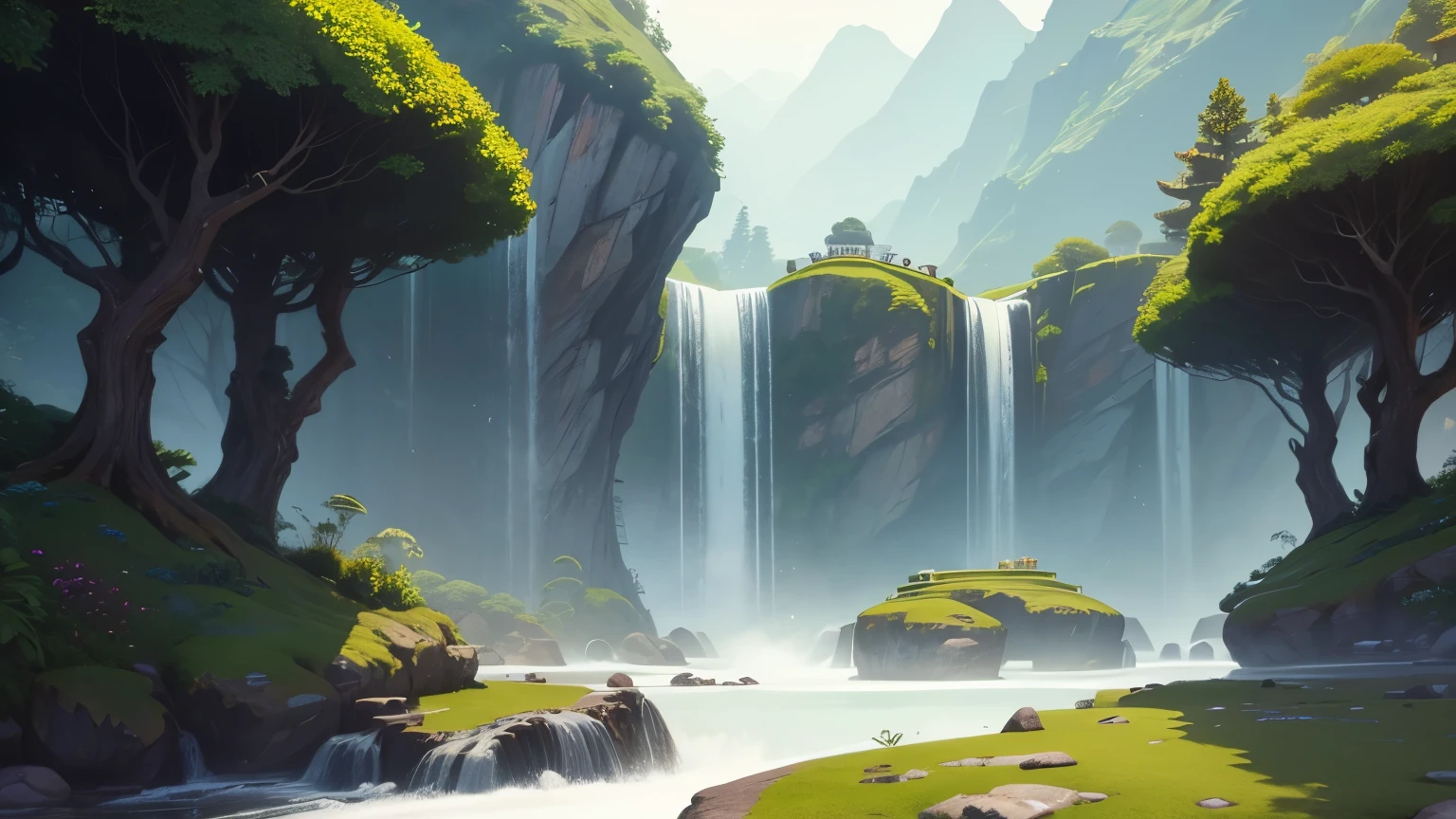 um mestre zen numa linda paisagem na antiga china