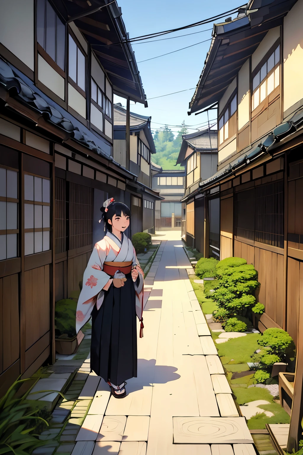 I want a village from the Taisho era -- (A serene Taisho-era Japanese village scene, 4k resolution, Masterpiece: 1.2)
Tranquil Taisho-era streets filled with traditional wooden houses, (Peeking inside open doors, revealing tatami flooring and paper screens, 1.5)
Lush greenery and vibrant flowers surrounding the quaint village, (Matured villagers in traditional clothing, with expressive faces and thick brows, 1.2)
Women in elegant kimonos and men in Western-style suits go about their daily chores, (Soft smiles and nuanced expressions, 1