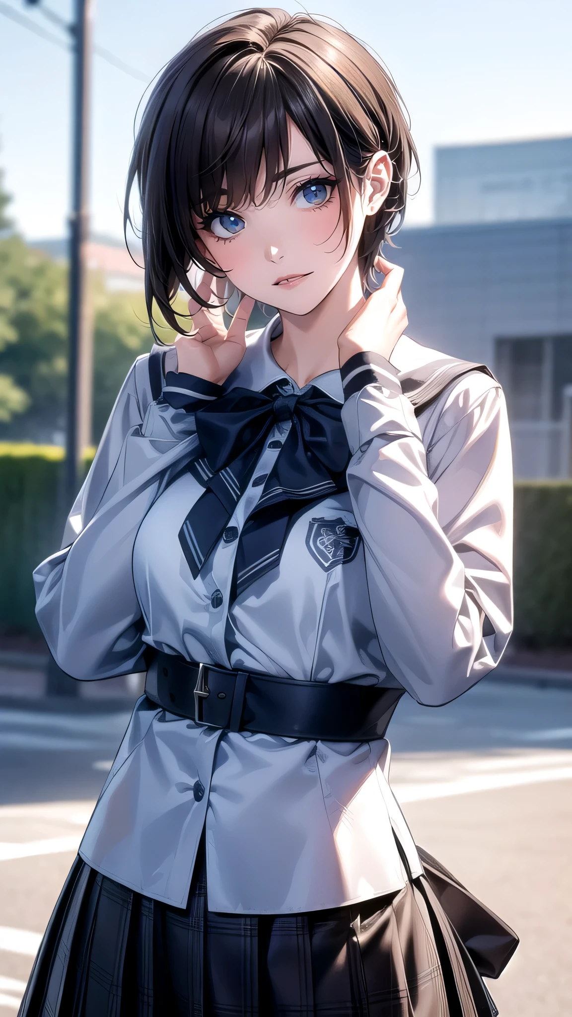 high school girl,(random pose),(Highest image quality, (8K), Ultra-realistic, Best Quality, High quality, High Definition, high quality texture, high detailing, Beautiful detailed, fine detailed, extremely details CG, Detailed texture, realistic representation of face, masterpiece, presence, Dynamic, Bold)