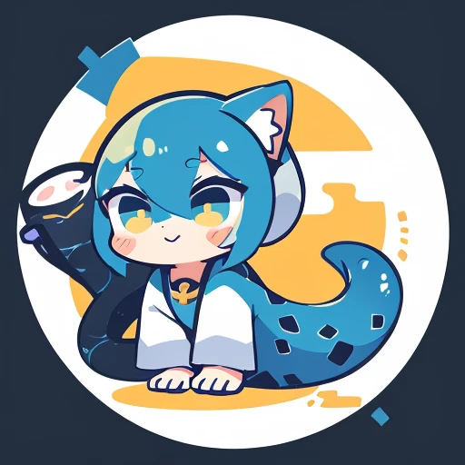 Cute icon with eel illustration,Docile feeling