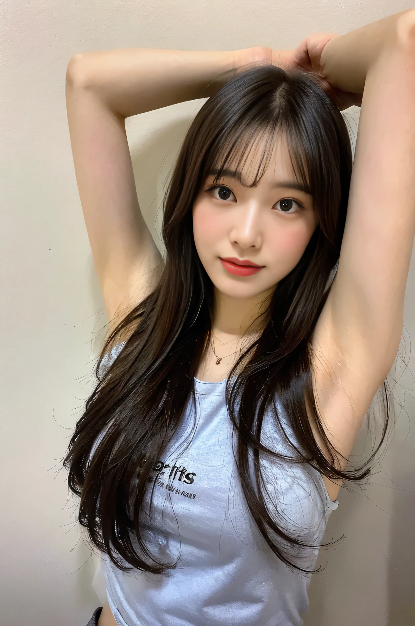 RAW image，16k，image of，（Only one girl），beautiful face，very very detailed face，very fine eyes，very high quality neck，beautiful hair，very fine hair，fine hair，very fine skin，very fine skin，very high quality legs，very nice legs，（very fine armpits），very high quality underarms，（（Armpit fetish）），（（Ultimate high quality underarm：1.3））， dented in the armpit，（（（（（dented in the armpit）））），（（Armpits with deep wrinkles）））），（（pigmented armpits）））），{{{pigmented armpits}}}，（（Armpits with deep wrinkles）），pigmented armpits，（short pants），（（Armpits with a little bit of hair））