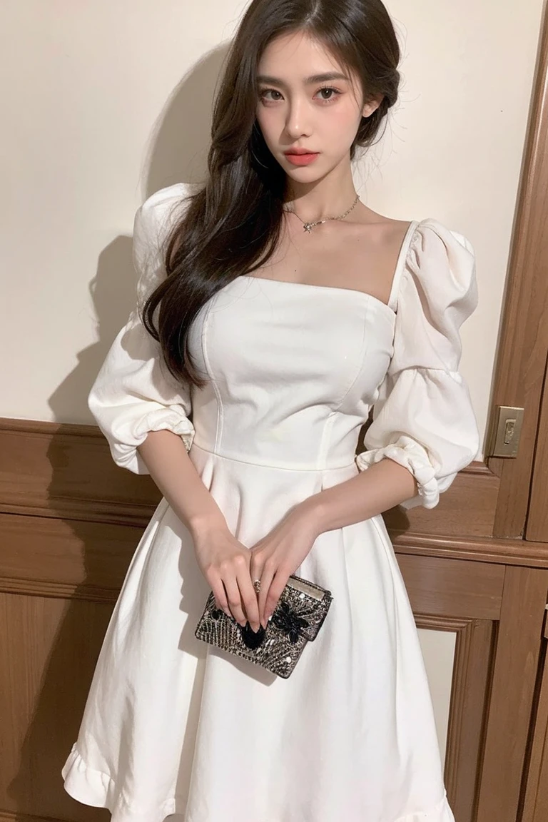 Fashion Goth Women's White Dress Summer Elegant Vintage Kawaii Puff Sleeve Midi Dresses Y2k Preppy Style Clothing Vestidos