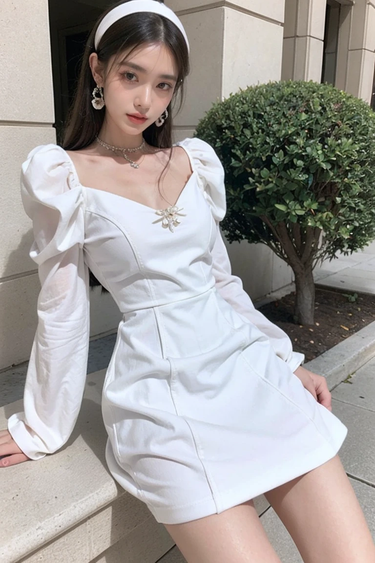 Fashion Goth Women's White Dress Summer Elegant Vintage Kawaii Puff Sleeve Midi Dresses Y2k Preppy Style Clothing Vestidos