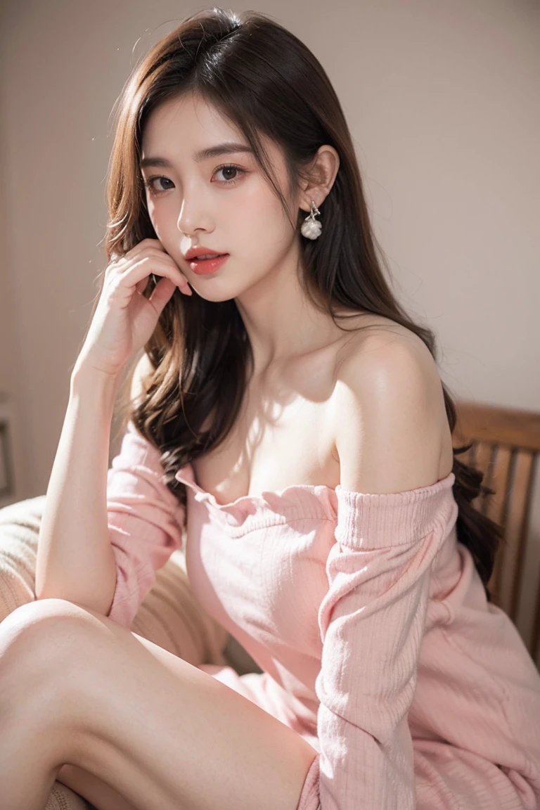 Pink off shoulder strapless mini dress