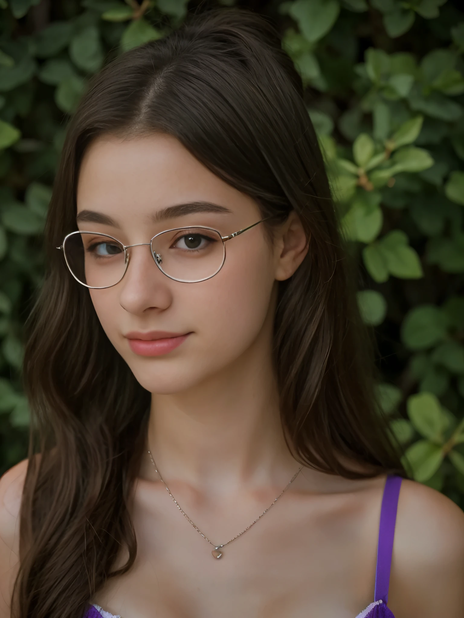 1girl, sweet 16 year old Shool Girl in shoolpark, reifes Weibchen, Meisterwerk, Herrin, goddess,kurzes Haar ,((violettes Haar)),glasses