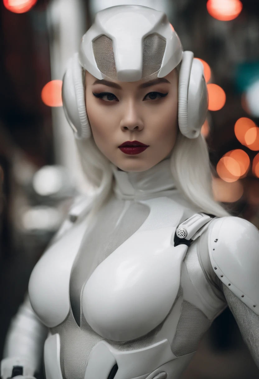 Caçador de androids. Latex Branco Mulher. Tokyo