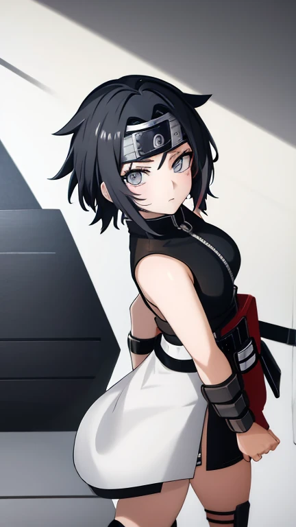 ANIME NARUTO SHIPPUDEN GIRL black SHORT HAIR AND GRAY EYES 