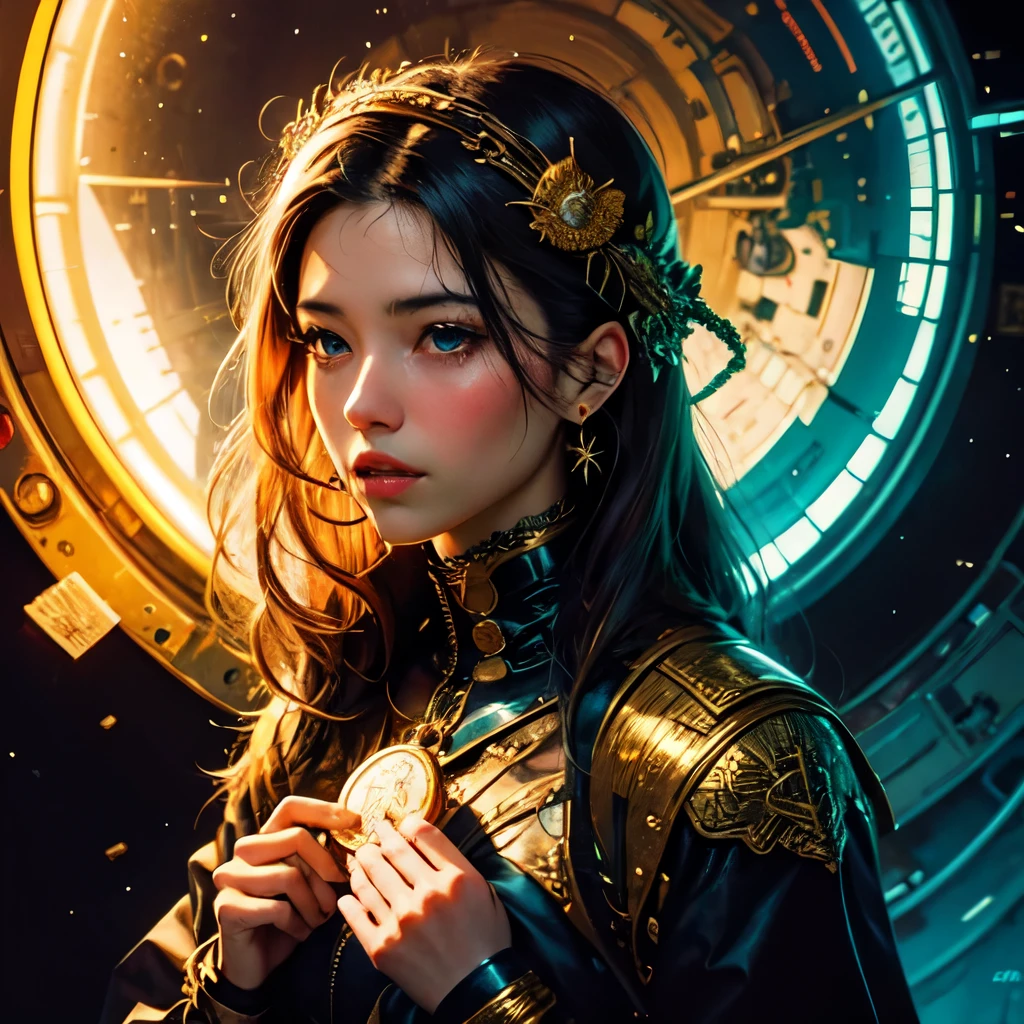 official art, unity 8k wallpaper, ultra detailed, beautiful and aesthetic holding bitcoin, High quality, beautiful, masterpiece, best quality, (zentangle, mandala, tangle, entangle:0.6),