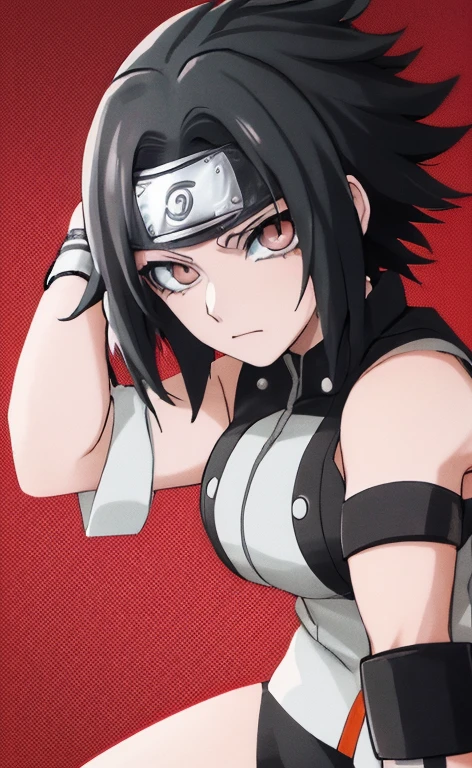 Naruto Shippuden anime is a black and white girl with short hair and gray eyes 