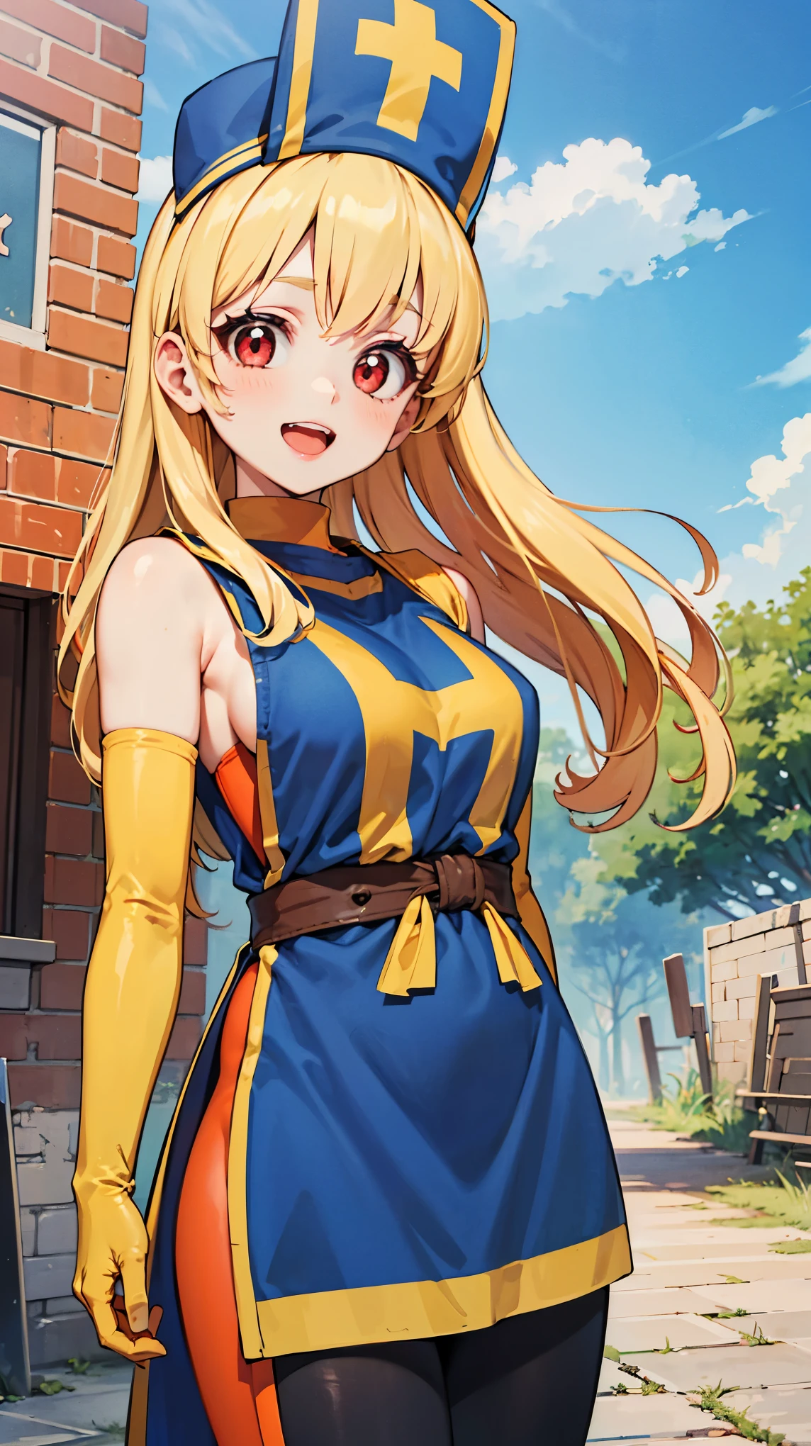 (RED Ribbon on HAIRband:1.2),(masterpiece, best quality, highly detailed, ultra detailed, high resolution, absurdres, 4K, 8K:1.2), upper body,red eyes, sage dq3, dragon quest3,1girl,holding staff, staff,circlet, realistic white microdress,light blue cape,yellow boots, yellow gloves,, Blonde hair,long hair, {big eyes},{floating},cave,[[Dutch angle]],looking at viewer,[[upper body]],lens flare,steam,bokeh, best quality, amazing quality, very aesthetic, absurdres, best quality, amazing quality, very aesthetic, absurdres,{{{elaborate, intricate,fantastic,