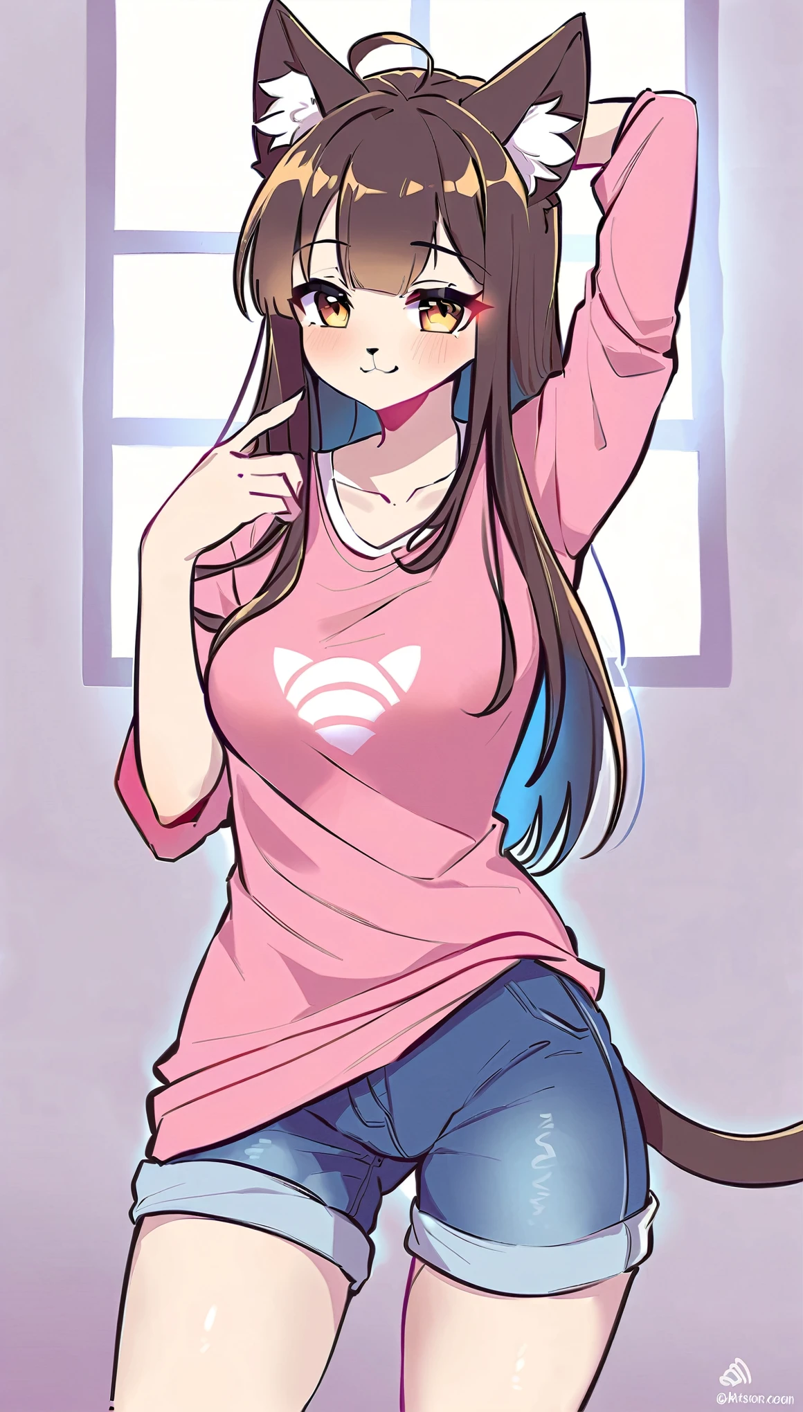 Cat-like person, Cute cat person, girl。
