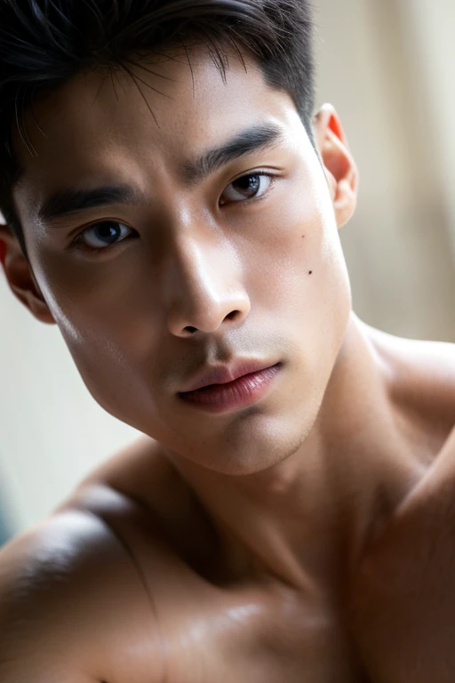 ((best quality)), (detailed), perfect face, HOMEM COREANO, SEM CAMISA, rosto bonito, PEITO MUSCULAR, volume na cueca, protuberance, grande, futurista, Corpo magro, rouco, magro, big nice protuberance, lindo ator coreano, poses sensuais, sensual, protuberance
