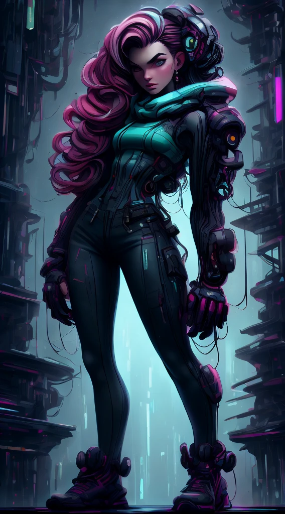 Beautiful girl with small breasts, vistiendo una chaqueta resistente, ancho,Una joven hermosa , encantadora y fascinante en una burbuja con colores tornasolados, con adornos de estrellas, Armas ametralladoras en la escena nocturna cyberpunk., fondo verde rojo cyberpunk, (Mejor calidad: 1.4), (Obra maestra: 1.2), detallado, complejo, high resolution,32k