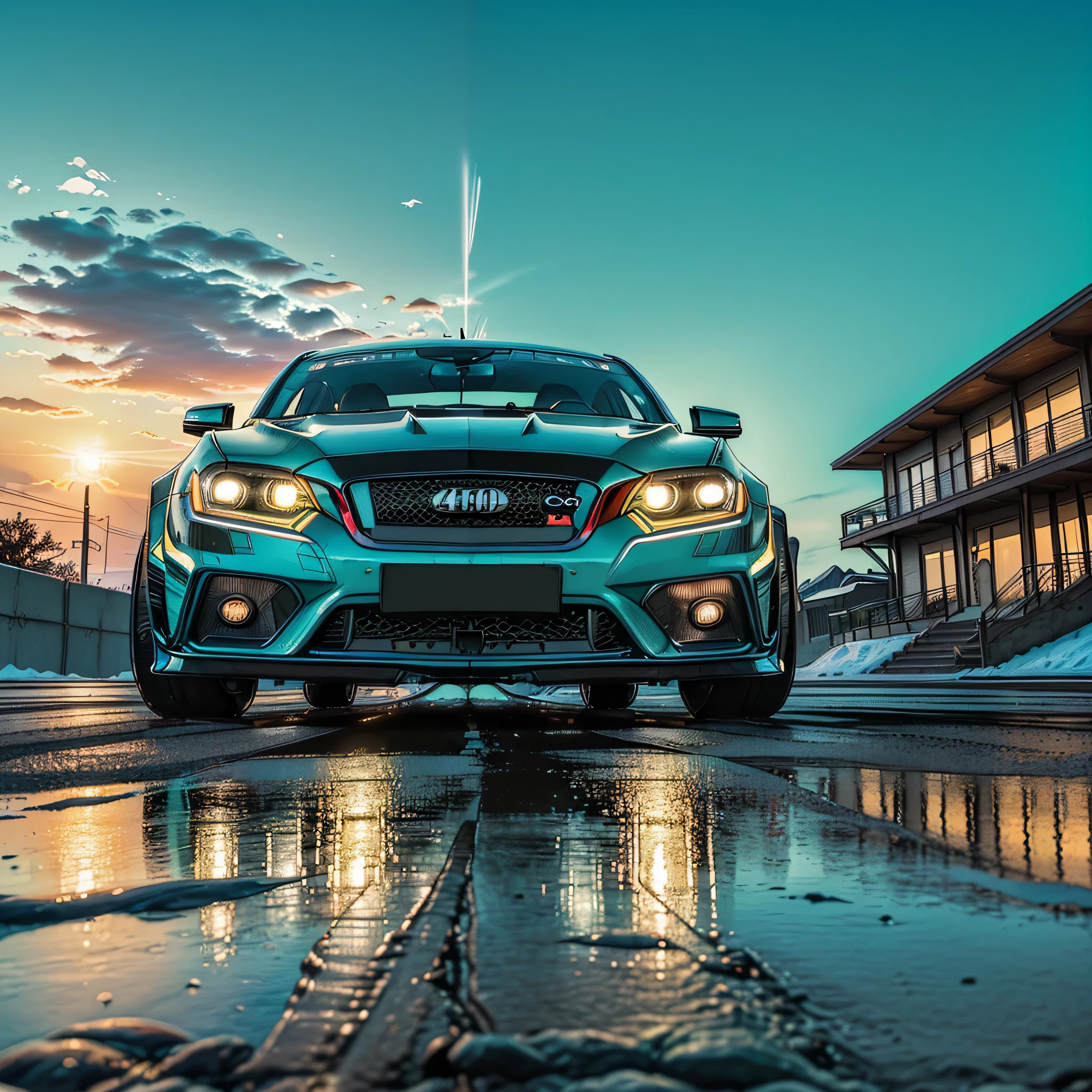 epic Sunset spacious SunRise Racing Car, Start Racer Goal Auto_Racing_Circuit Race_Track deep path Equirectangular Circuit (((epic UnrealEngine5 Ultra tMasterpiece ultra_high-definition ultra Professional Photorealistic optimal ultra_sharp-focus max ultra_high-quality opengl-shaders symmetrical ultra_high-details accurate reflex ultra_high-resolution perfection volumetric Cinematic_Sunlight improved Octane_render 32K XT3 DSLR 3dcg shadow, analogiques, extatiques, saturate, reflection))) dazzling Will-o'-the-wisp global luminescence (((An boatmobile inspired ultra-realistic angelic neon metallic black silver and gold chrome race car designed on a icy surface road with snow falling and deep snow covers the ground and everything all around ))), race car, street racing-inspired, Drifting, LED, ((Twin headlights)), (((Bright neon color racing stripes Cristallines kit incandescente flash blow glow))), (Black racing wheels), Wheel spin showing motion, Show car in motion, Burnout, wide body, modified car, racing livery Lava varied multi etc. --v6 --s1000 --c20 --q5 --chaos100