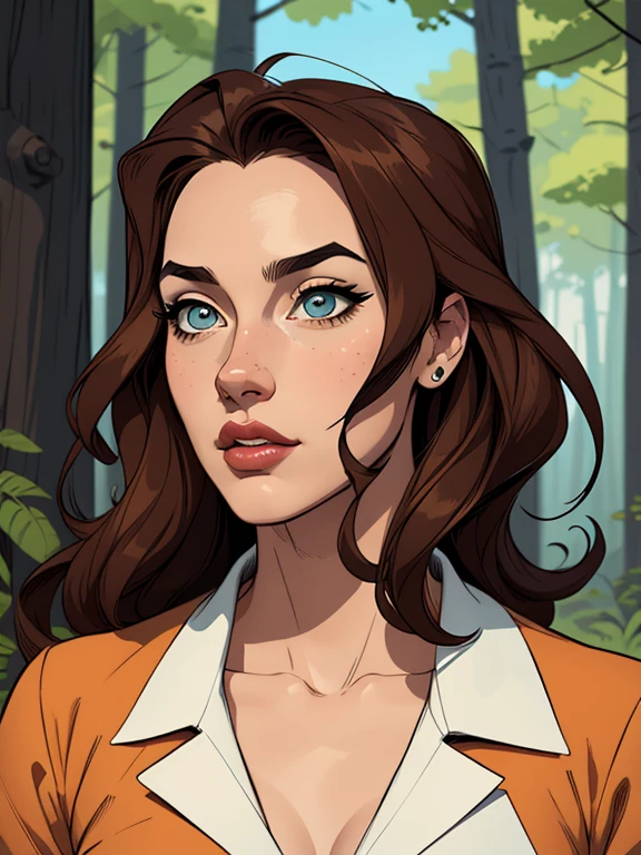 Cantona Kwon Bo-ah Imagem de desenho animado de uma mulher .cartoon style illustration, estilo de arte dos desenhos animados, estilo de arte dos desenhos animados, digital illustration style, design de personagens altamente detalhado, arte digital detalhada coragem, Forest fan art, Design de personagens de retrato, beautiful digital illustration, retrato de alta qualidade, Arte em quadrinhos, mulher jovem. Beautiful outlined eyes Medium large bust and wonderful sensual clothes. expression of sexual desire