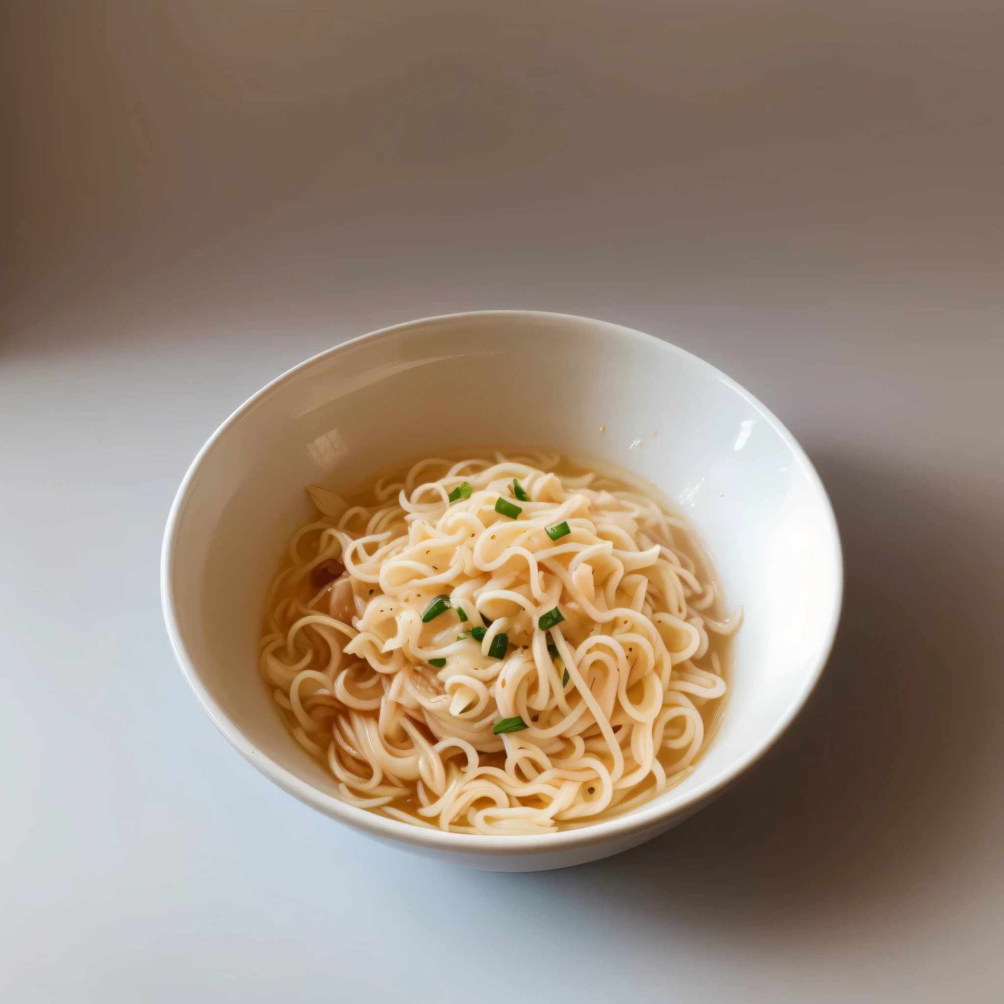 A bowl of noodles，Next to it is a pair of chopsticks