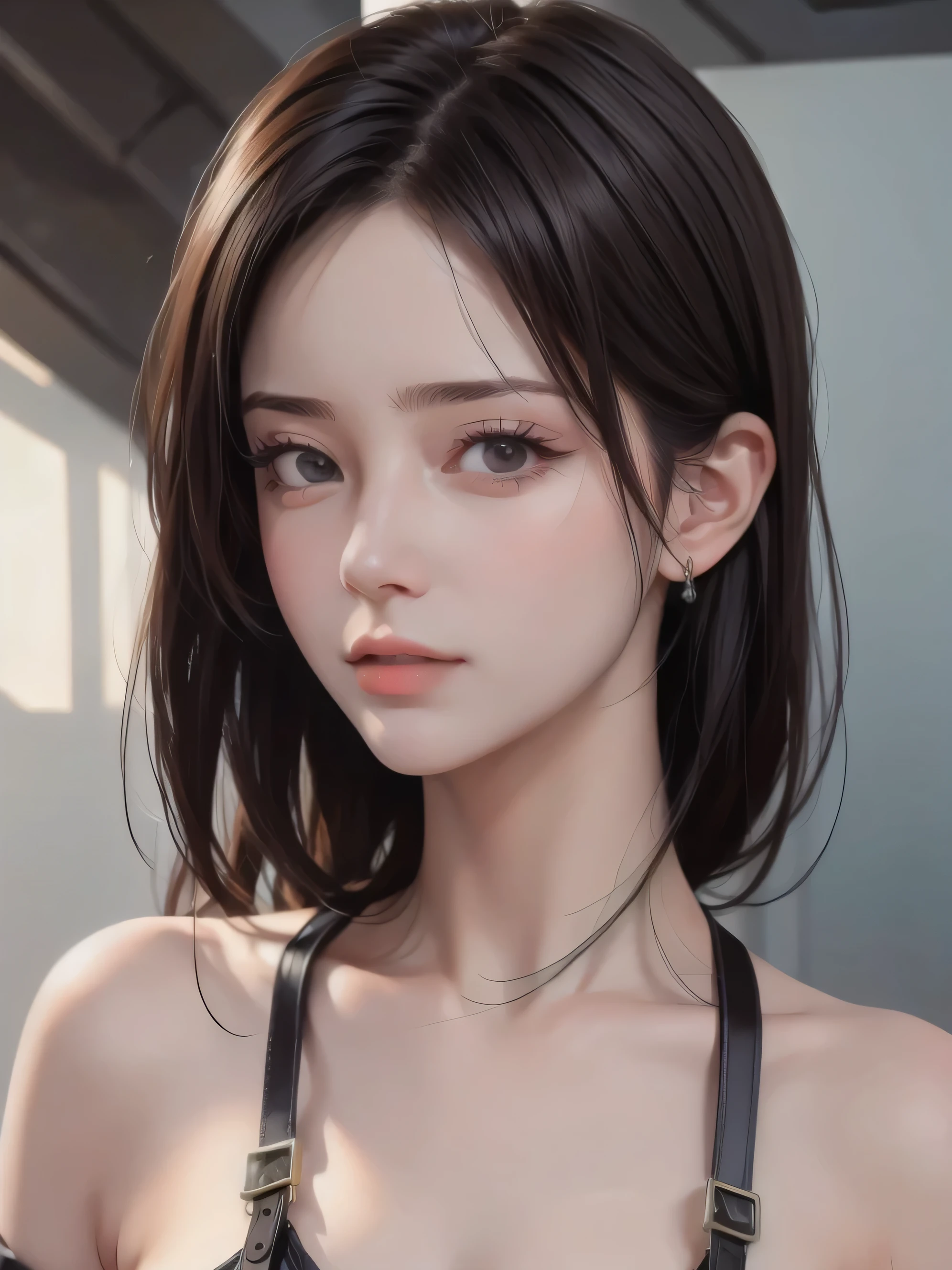 (Representative works: 1.3), (8K, realistic, RAW photo, best image quality: 1.4), (30 year old mature woman),small face, beautiful face, (realistic face),no makeup、natural makeup、light makeup、 (Dark brown, short hair: 1.3), beautiful hairstyle, realistic eyes, detailed and beautiful eyes, (realistic skin), beautiful skin, (sweater),、Bust A cup、 confused, charm, 超High resolution, Super realistic, High resolution, golden ratio, ff tifa、gray background、