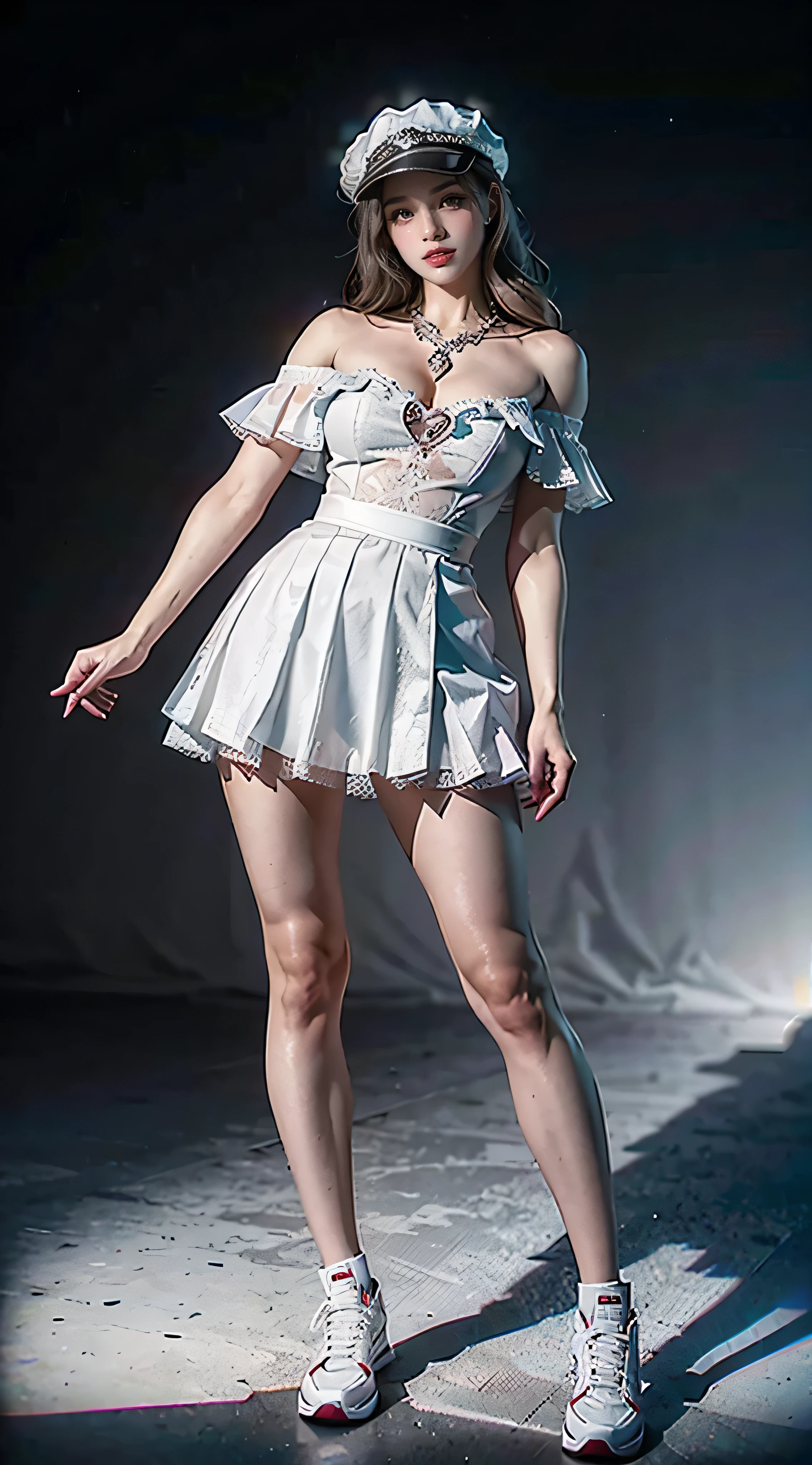 (Extreme Detail CG Unity 8K wallpaper, masterpiece, highest quality), (exquisite lighting and shadows, very dramatic images, cinematic lens effects), girl in white Spider-Man costume, silver-gray hair color, old cleavage, mini skirt, sleek thighs, white panties, from parallel universe, Marvel, Spider-Man, standing in empty dance studio, dynamic poses), (excellent detail, outstanding lighting, wide angle), (excellent rendering, enough to stand out in class), centered on a white Spider-Man costume