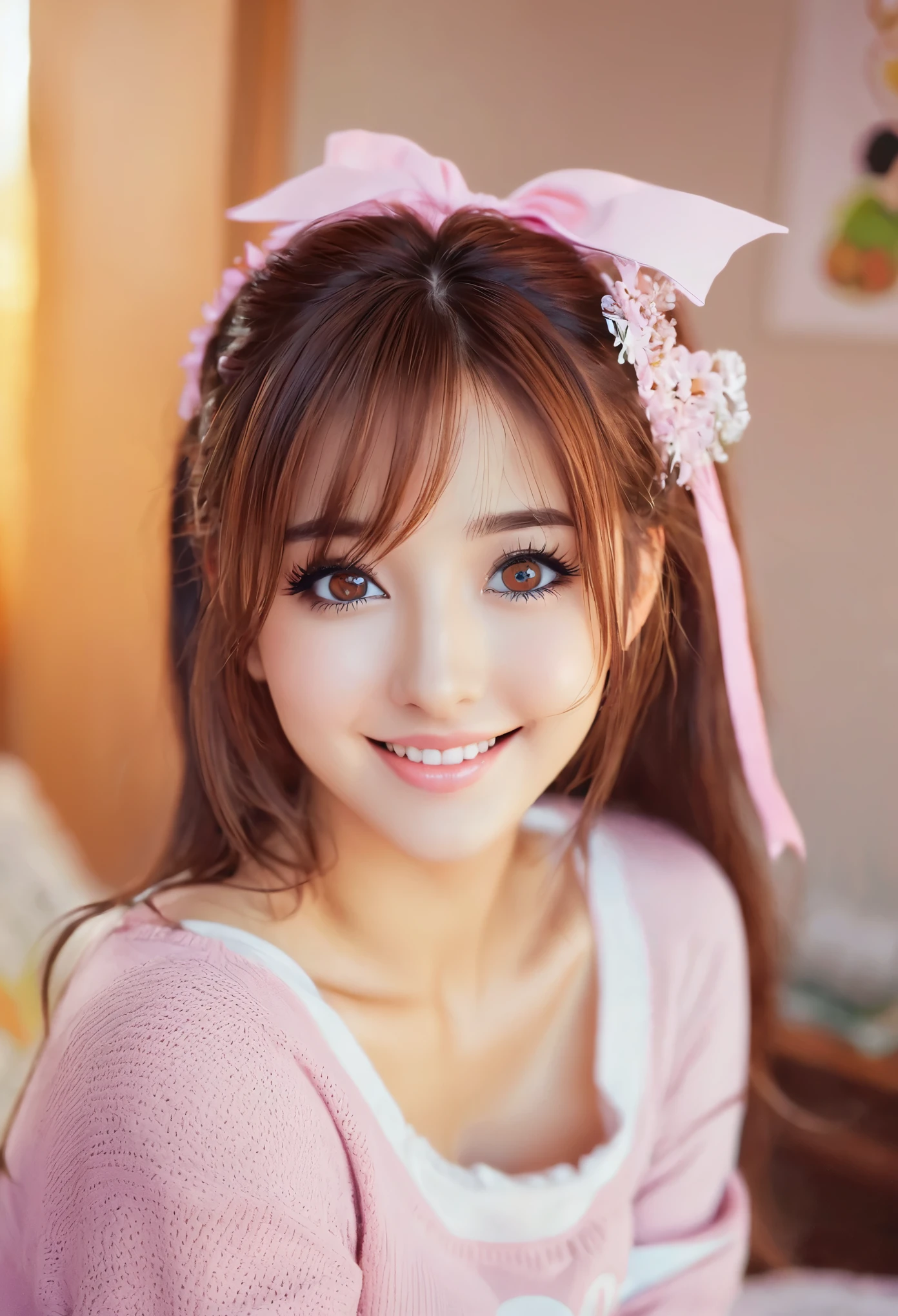 , anime, small, medias largas, ojos lindos, hermosa, pretty girl, pose con sonrisa, mirada encantadora, cambiandose