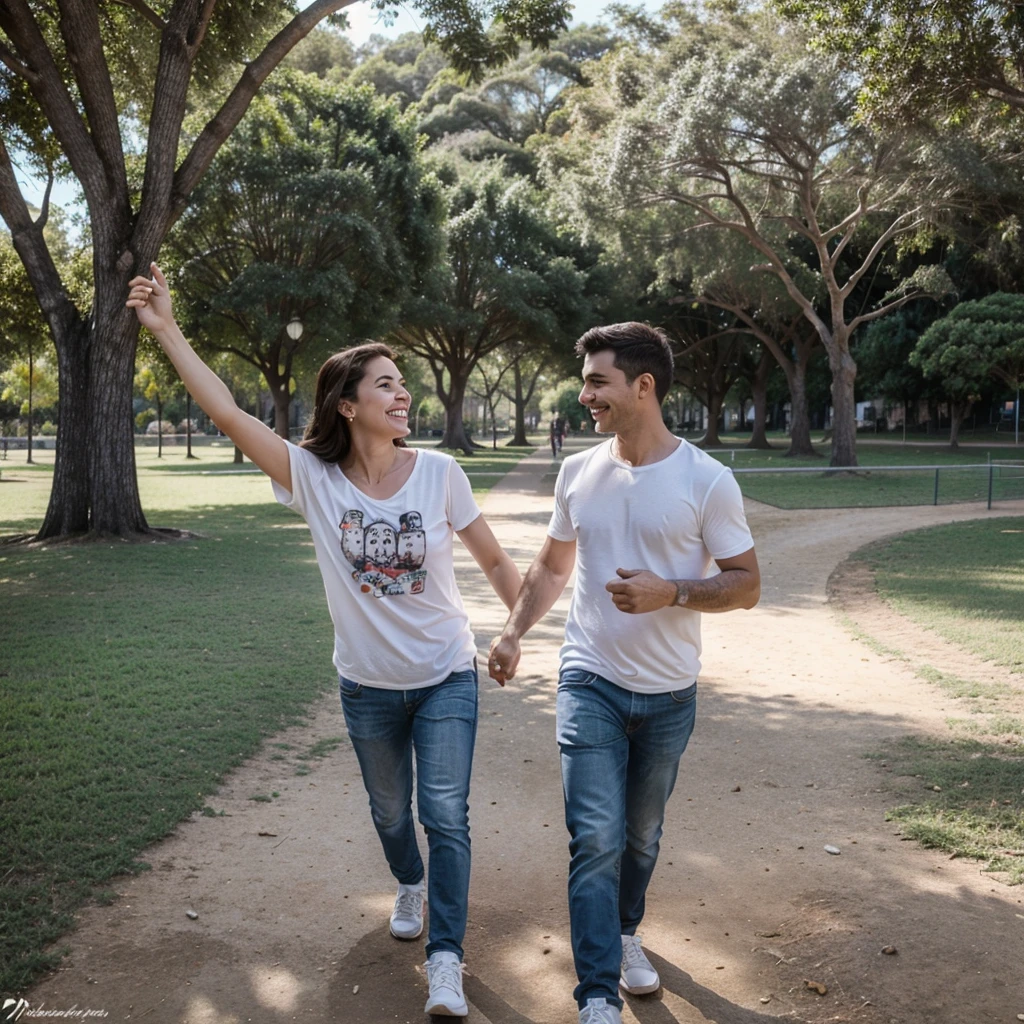 Laura, holding hands with a young man in Campos do Jordão -ar 16:9"