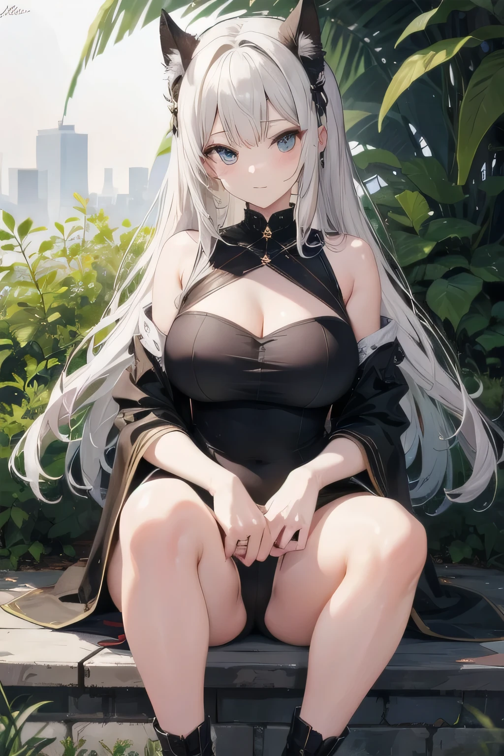 Sit on the ground and open your legs, Knee up, naked girl, super detailed female genitalia, big breasts, Tempting, focus on crotch, super detailed face