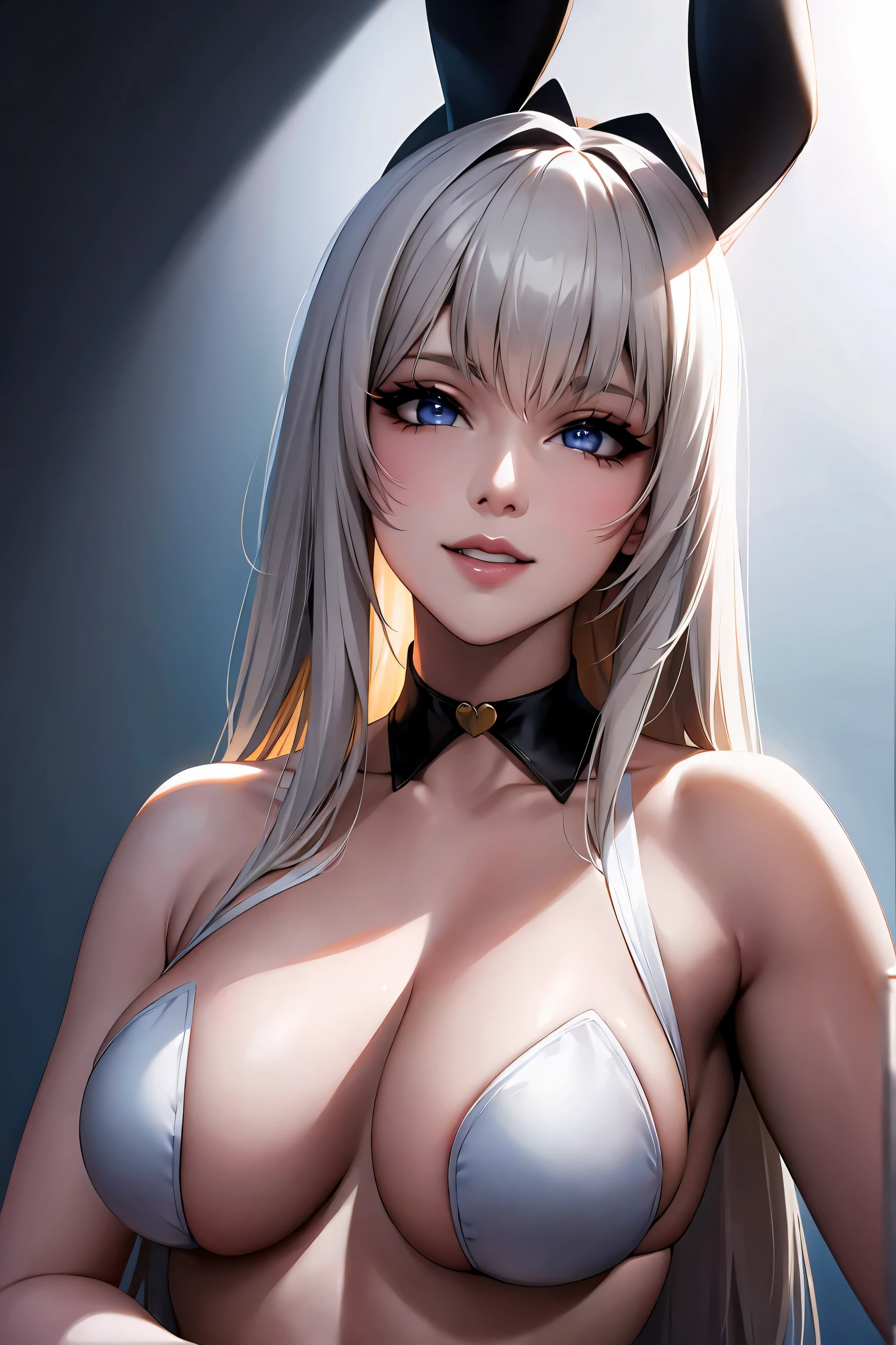 (8k, masterpiece), ultra high resolution, (realistic, photo-realistic), Christina Aguilera, playboy bunny, at the rock concert, giving a cute and sexy smile, dynamic lights, delicate face, detailed skin, realistic skin details, visible pores,