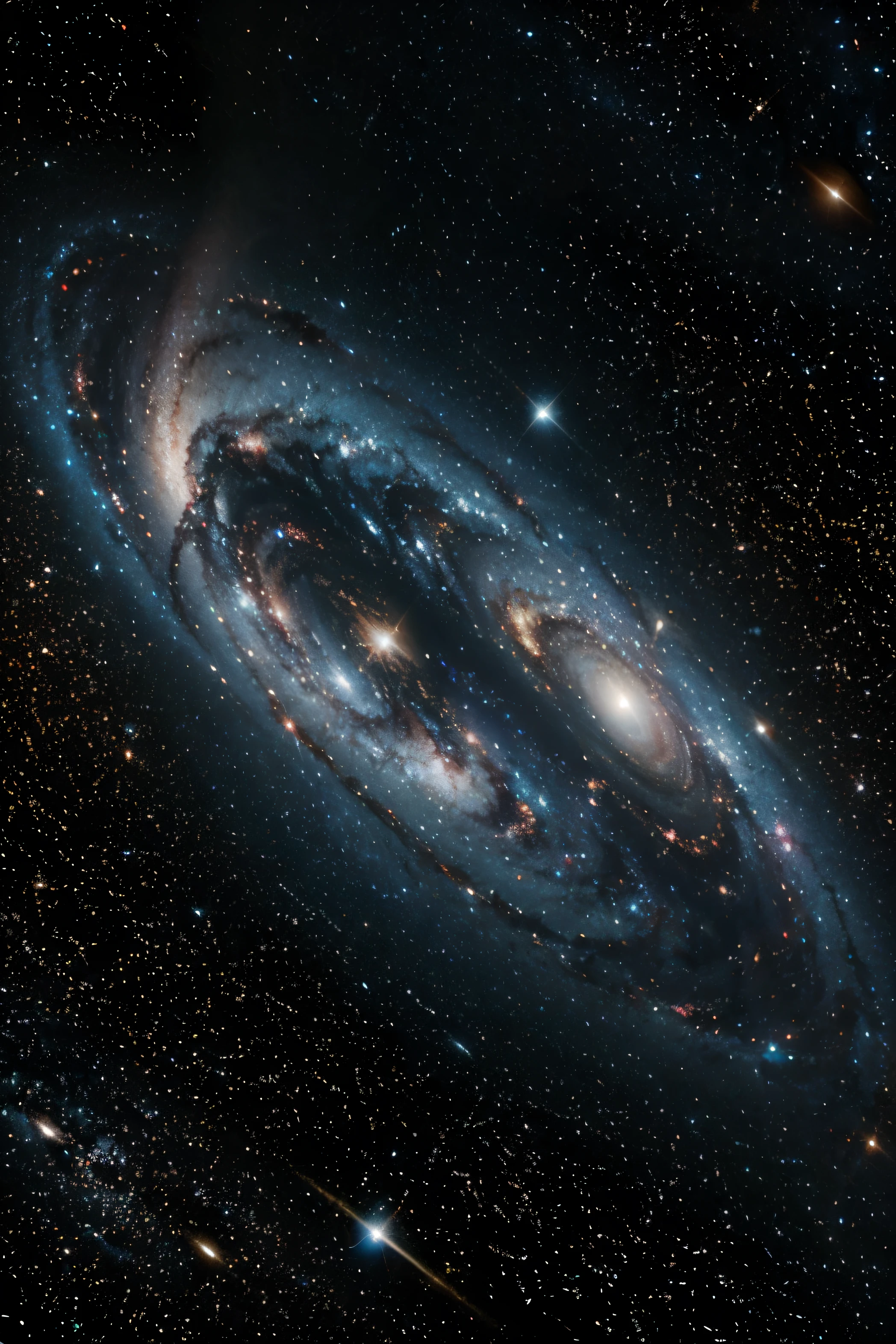 Many galaxies, of varied shapes and colors