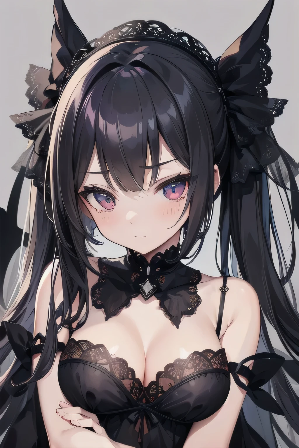 super detailed face, erotic girl, Tempting, Lace and frilly underwear, Gothic and luxurious, Skin-through camisole,