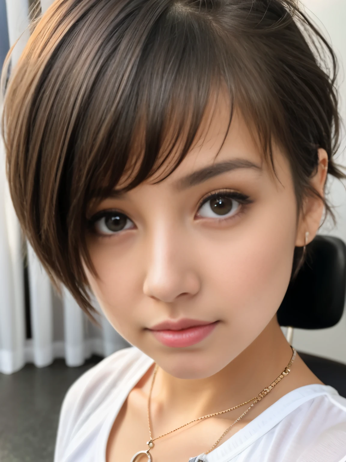 foreigner、full body esbian、breast enhancement、young girl pictures、Too many model shoots、brown haired、short hair、(look at the audience:1.2)、(detailed pupil:1.3)、(natural soft light)、(attractive)、 [:(film grain、25mm、f / 1,2、Every time、Bokeh、beautiful face、super dense skin、perfect shining eyes、skin pores、Soft bristles、muscle tone and clarity、fabric stitching、fabric texture、bare wood、stone texture、clear pupils、prominent marginal ring、 high contrast eyes、Detailed features:0.7):0.7]