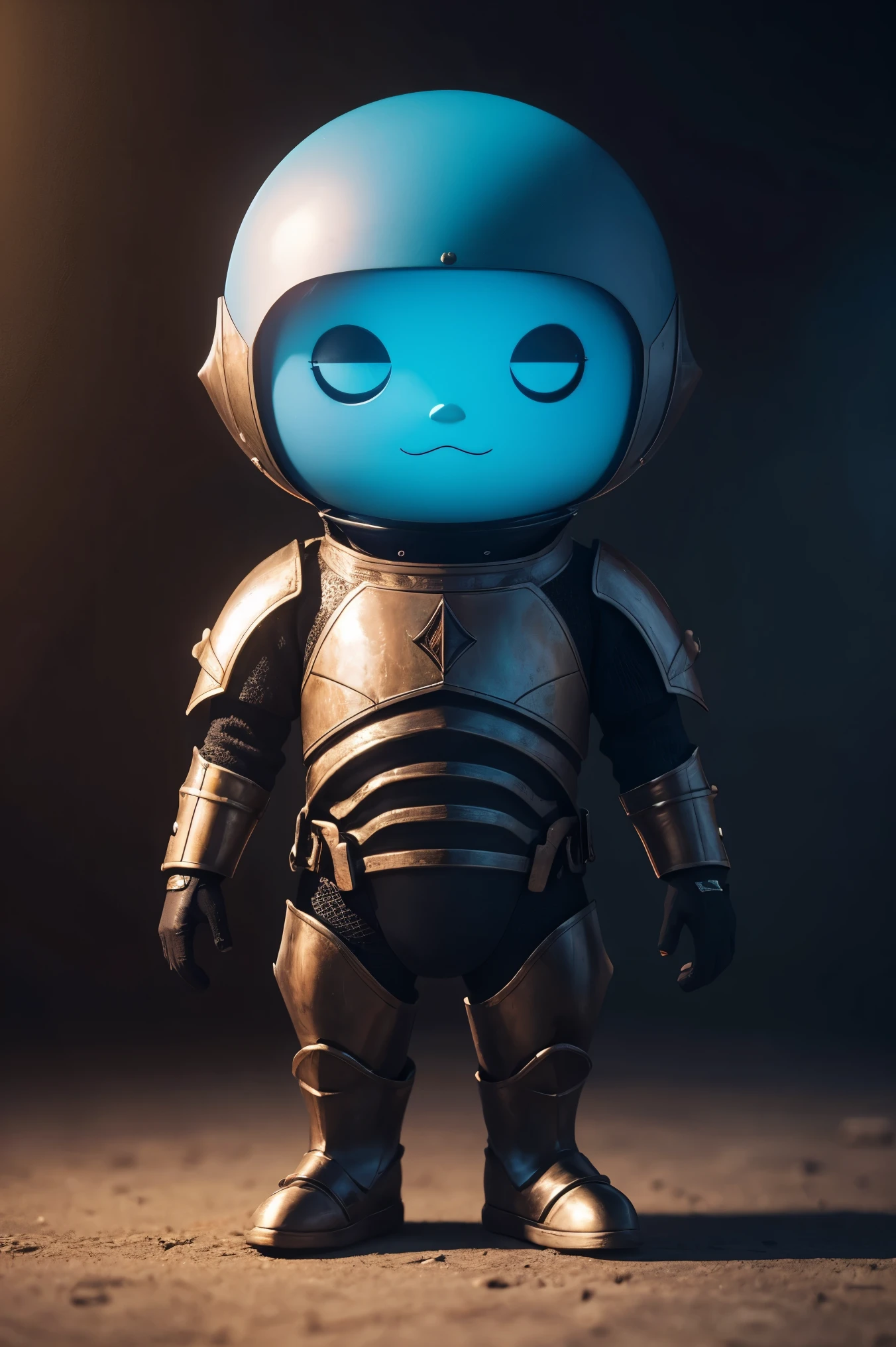 cute alien with medieval armor, Science fiction, cinematic lighting, creativo, single, Premiado, pastel tetradic colors