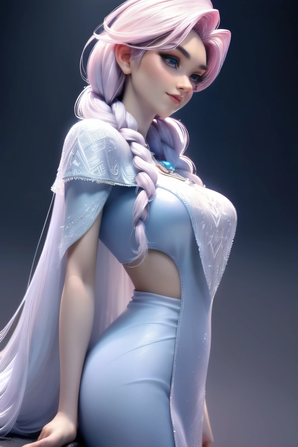 (elsa frozen-rose quartz SU mezclando modelos .) (ultra FUSION) Highly detailed CG unity 8k wallpaper, style shot, complex, high detail, dramatic, highest quality movie still image, very detailed, masterpiece, best quality, character design, Elsa, Elsa from Frozen,Pink Diamond fusion (( Dark style)), realistic ultra-detailed rendering style, natural light, sharp character design, (hard focus, 8k), (((natural skin texture))), 8k textures, soft cinematic lighting, adobe lightroom, dark room, hdr, Sophisticated, Elegant, Rich Detail, Sharp Focuilm Look) )), Soothing Tones, Detail Frenzy, Intricate Detail, Super Detail, Low Contrast, Soft Film Lighting, Dull Colors, Exposure Blending, HDR, Fade, 35mm, f/1.4, ISO64, f16, 25 sec.