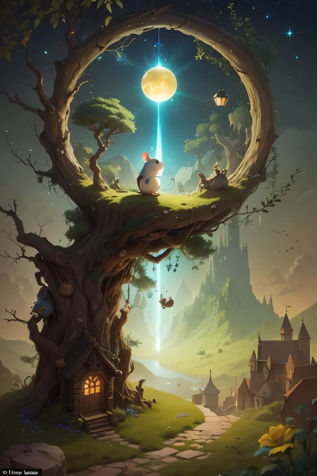 A cute little mousey nose, a small hanging bell, And the lord of creation called out to his meekest creation the diminutive door mouse and said "Go out and strike the mighty gong of the world with all your might, and the door mouse did as he was commanded and crept out of his safe hiding hole along his way to his favorite seed feeding grounds he crept up to the nearest fruiting bush nibbled on a group of seeds one of which fell to the ground with the slightest tremor upon a small pebble and started the mightiest roar of existence and sound from that worldly bell.