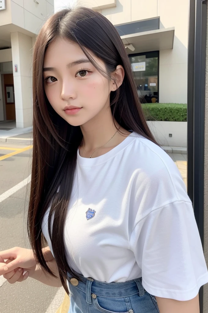 Universitaria de pelo largo, very beautiful asian
