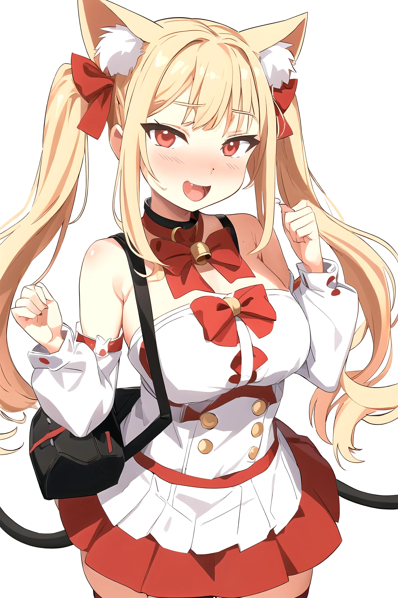 Highest quality, masterpiece, High resolution, 1 Girl, (Yuudachi Kai Ni Kantai Collection:1.15), Long Hair, Blonde, Red eyes, ribbon, smile, Black Sailor Suit, Pleated skirt, Classroom Background, Slender body, Full body portrait, Skirt flip, (White panties), Squat, (Spread your legs),