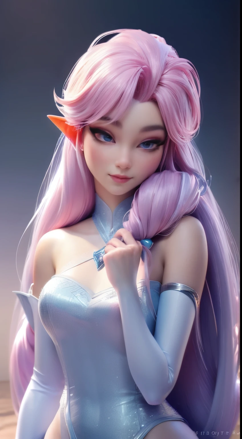 Elfgirl (rose quartz SU-Elsa frozen Disney Tinker waifu mezclando modelos .) (ultra FUSION of white and pink hair) Highly detailed CG unity 8k wallpaper, style shot, complex, high detail, dramatic, highest quality movie still image, very detailed, masterpiece, best quality, character design, Elsa, Elsa from Frozen,Fusion Pink Diamond (( Dark style)), realistic ultra-detailed rendering style, natural light, sharp character design, (hard focus, 8k), (((natural skin texture))), 8k textures, soft cinematic lighting, adobe lightroom, dark room, hdr, Sophisticated, Elegant, Rich Detail, Sharp Focuilm Look) )), Soothing Tones, Detail Frenzy, Intricate Detail, Super Detail, Low Contrast, Soft Film Lighting, Dull Colors, Exposure Blending, HDR, Fade, 35mm, f/1.4, ISO64, f16, 25 sec.