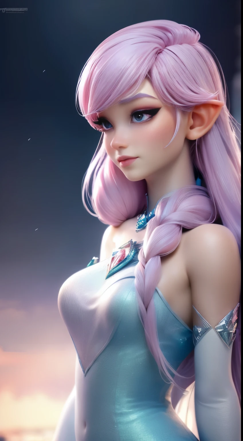 Elfgirl (rose quartz SU-Elsa frozen Disney Tinker waifu mezclando modelos .) (ultra FUSION of white and pink hair) Highly detailed CG unity 8k wallpaper, style shot, complex, high detail, dramatic, highest quality movie still image, very detailed, masterpiece, best quality, character design, Elsa, Elsa from Frozen,Fusion Pink Diamond (( Dark style)), realistic ultra-detailed rendering style, natural light, sharp character design, (hard focus, 8k), (((natural skin texture))), 8k textures, soft cinematic lighting, adobe lightroom, dark room, hdr, Sophisticated, Elegant, Rich Detail, Sharp Focuilm Look) )), Soothing Tones, Detail Frenzy, Intricate Detail, Super Detail, Low Contrast, Soft Film Lighting, Dull Colors, Exposure Blending, HDR, Fade, 35mm, f/1.4, ISO64, f16, 25 sec.