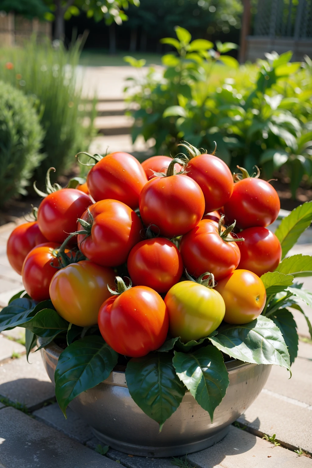 Tomatoes in the garden background

