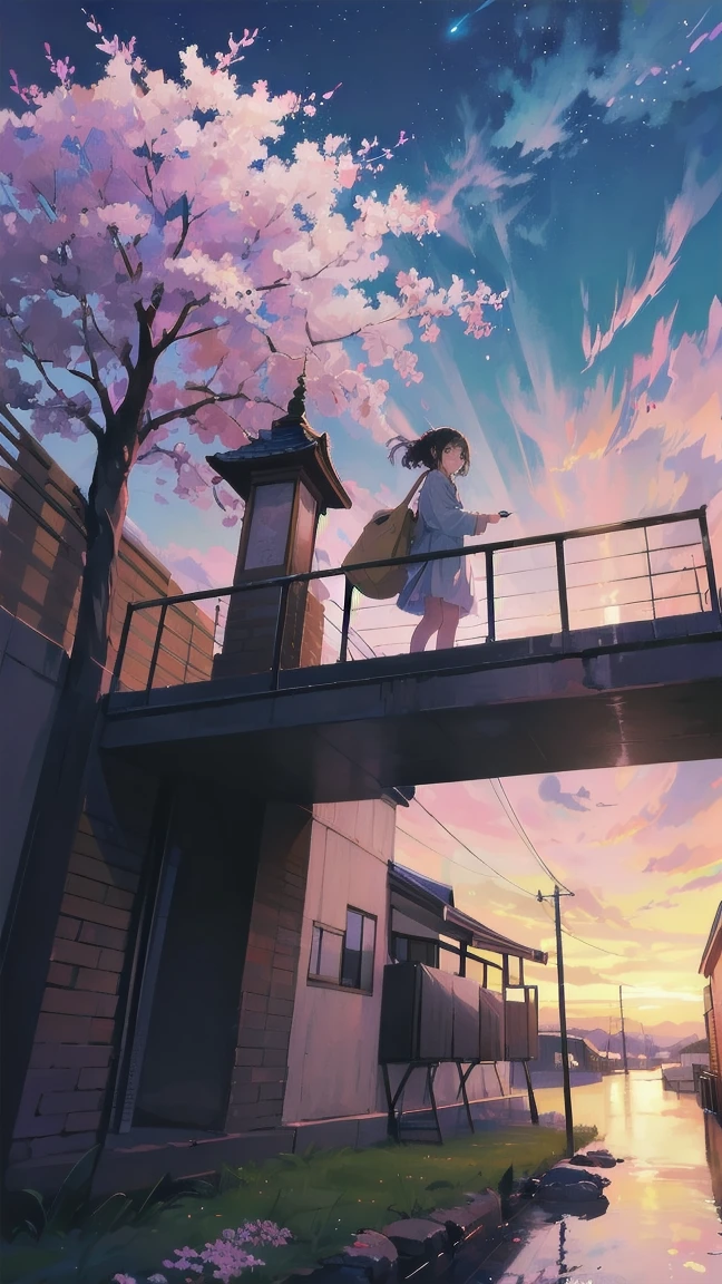 見上げるgirl シーン 1: Shadow of cherry blossoms at dusk A girl standing quietly with the sky behind her, Tinted Blue. 彼女の目の前にそびえ立つのはバベルのtowerと呼ばれる巨大な桜だ. shape, Like piercing the clouds, It&#39;nice&#39;Reaching the sky. girl&#39;視線はCherry treeの頂上に向けられている.. tower, Enveloped in the darkness of the night, Creates a fantastic atmosphere. Cherry treeの表面には複雑な模様が刻まれている.. old-fashioned. girl seemed to sense something deep within the cherry blossoms.. Is it a memory of a classic story?、Or is it a longing for an unknown fantasy world??? Scene 2: Memories of the starry sky: Countless stars twinkle in the night sky、少女はtowerの頂上に立つ. At her feet, The city lights shine like jewels. girl ,takes a deep breath. 夜風の匂いとtowerの古い匂いが混じる. girl&#39;A famous story played out in my head.. girl read a story of adventure and friendship.。 . The main character of the story, girlのように, バベルのtowerに登りました. There, She met her friends、Overcoming various difficulties. one day、The girl had a dream。, Like the main character, I&#39;Go on an adventure. Scene 3: 朝焼けの約束 朝日の光がtowerを照らす頃、少女はtowerを出た. Please think back, towerは朝日に輝いて神々It even seemed. 少女はいつかまたこのtowerに登ると決めた. And she, She vows to tell the rest of the story. step by step, girl walked into the future,Cherry tree,Scattering cherry blossoms,face close up,looking at me,meteor,sitting,short bob,black hair,smile,playing in the river,perspective from below
