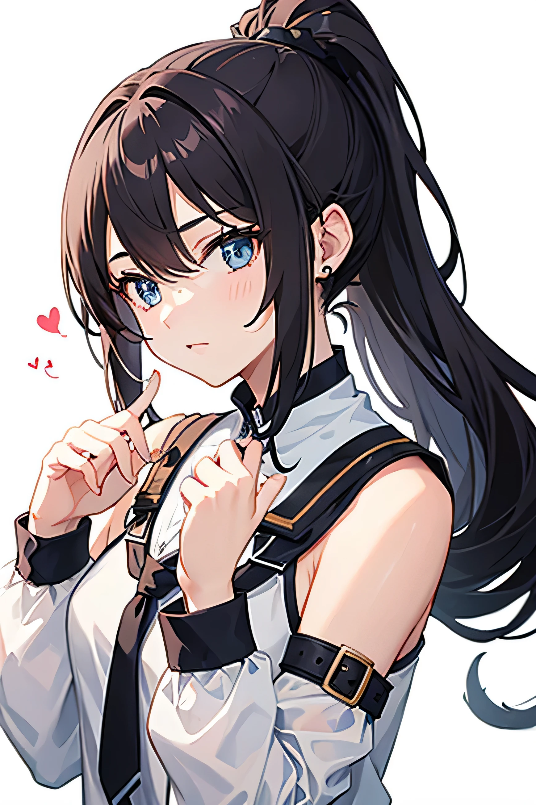 girl with ponytail, love sign hand