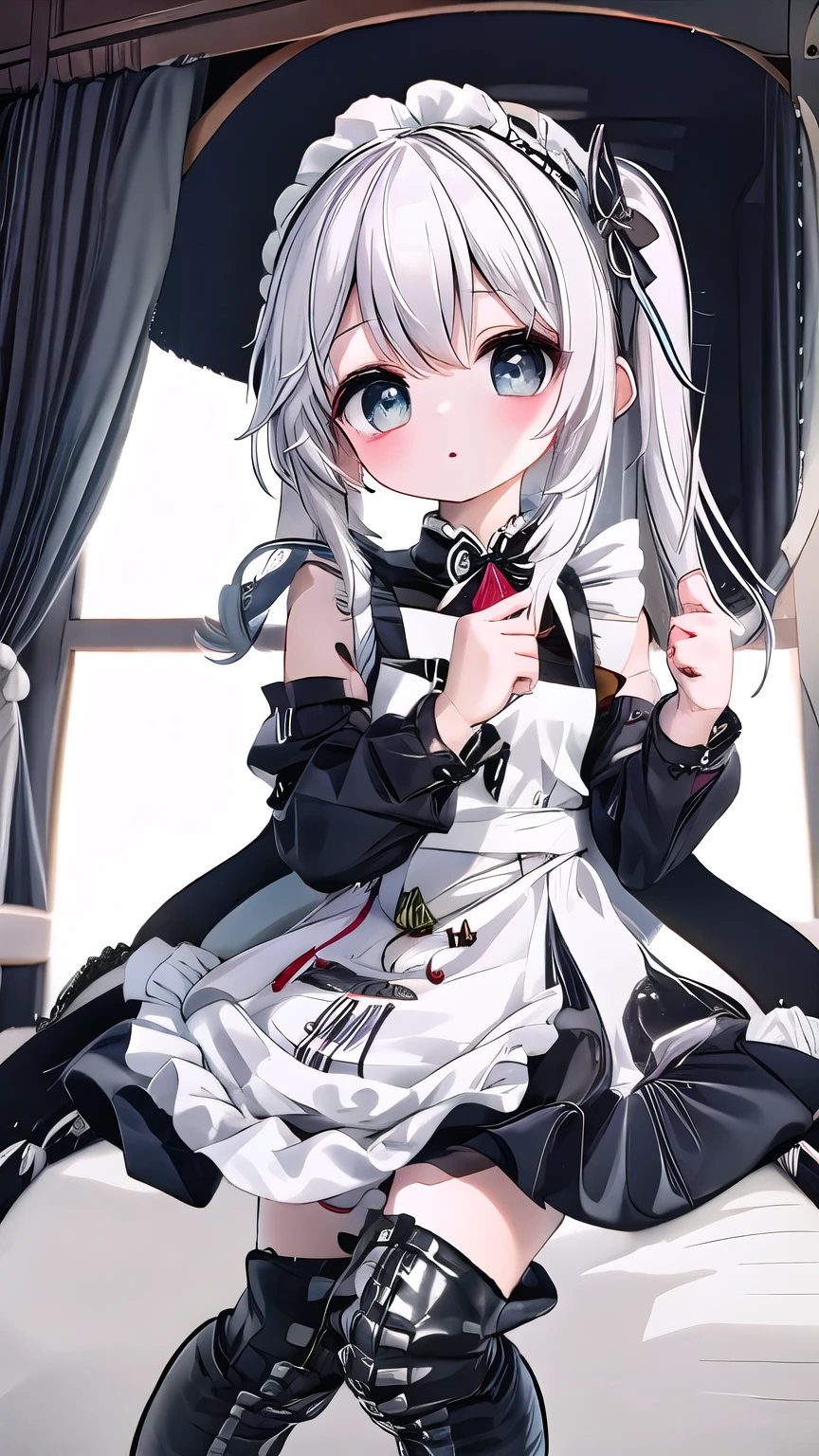 white hair,,Nasida,maid outfit
