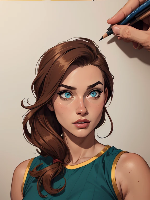 Cantona Kwon Bo-ah Imagem de desenho animado de uma mulher .cartoon style illustration, estilo de arte dos desenhos animados, estilo de arte dos desenhos animados, digital illustration style, design de personagens altamente detalhado, arte digital detalhada coragem, Forest fan art, Design de personagens de retrato, beautiful digital illustration, retrato de alta qualidade, Arte em quadrinhos, mulher jovem. Beautiful outlined eyes Medium large bust and wonderful sensual clothes. expression of sexual desire