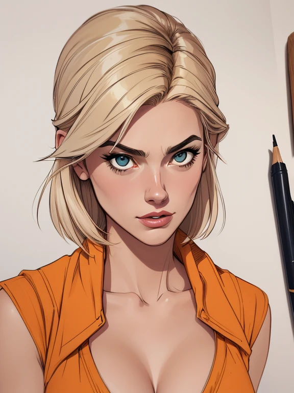 estilo de desenho Yvonne Strahovski animado:1.2), mulher Imagem de desenho animado de uma mulher , roupas sensuais , garota super fofa, authoritarian would be facial expressioncartoon style illustration, estilo de arte dos desenhos animados, estilo de arte dos desenhos animados, digital illustration style, design de personagens altamente detalhado, arte digital detalhada fofa, City fan art, design de personagem retrato, beautiful digital illustration, retrato de alta qualidade, arte em quadrinhos, retrato do design do personagem, white background Buso without clothes and medium breasts female character all in Scream the film actresses