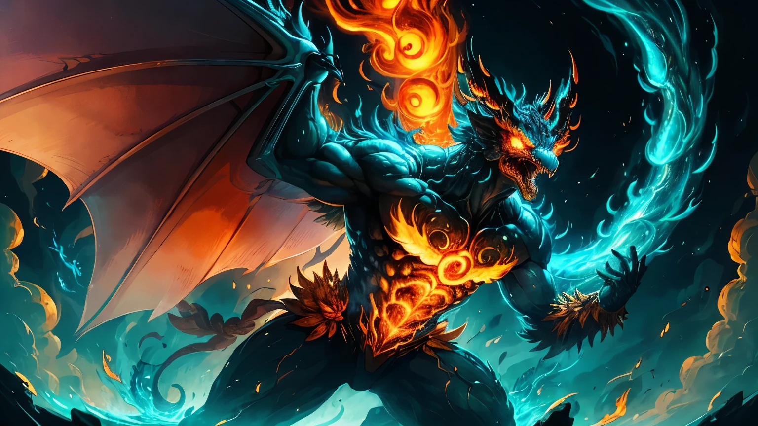 Aerotaclus, the Fire-Breathing Monster, gracefully takes to the sky, his wings of fiery feathers beating in rhythmic unison. His scaly body gleams with an iridescent sheen, reflecting the sunlight as he ascends higher. The tantalizing scent of sulfur and brimstone wafts through the air, as he lets out a cruel, fiery laugh. As if his current form wasn't already impressive, Aerotaclus has the power to transform – if he so chooses. In its place, a writhing mass of tentacles would replace his limbs, their ends adorned with an inferno of flames. But