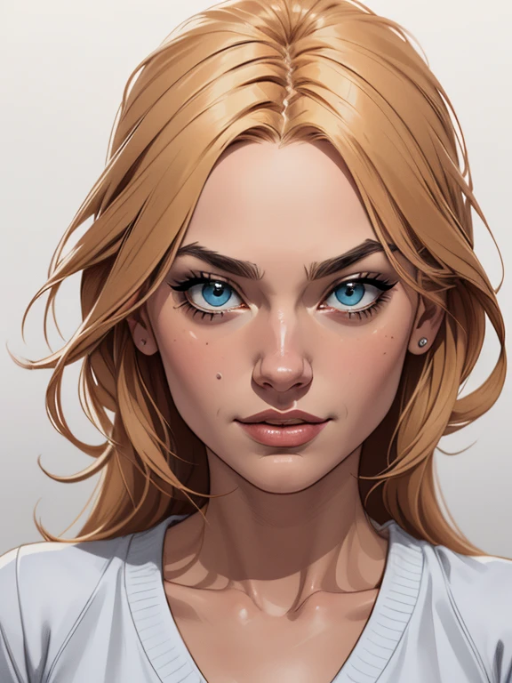 estilo de desenho Yvonne Strahovski animado:1.2), mulher Imagem de desenho animado de uma mulher , roupas sensuais , garota super fofa, authoritarian would be facial expressioncartoon style illustration, estilo de arte dos desenhos animados, estilo de arte dos desenhos animados, digital illustration style, design de personagens altamente detalhado, arte digital detalhada fofa, City fan art, design de personagem retrato, beautiful digital illustration, retrato de alta qualidade, arte em quadrinhos, retrato do design do personagem, white background Buso without clothes and medium breasts female character all in Scream the film actresses