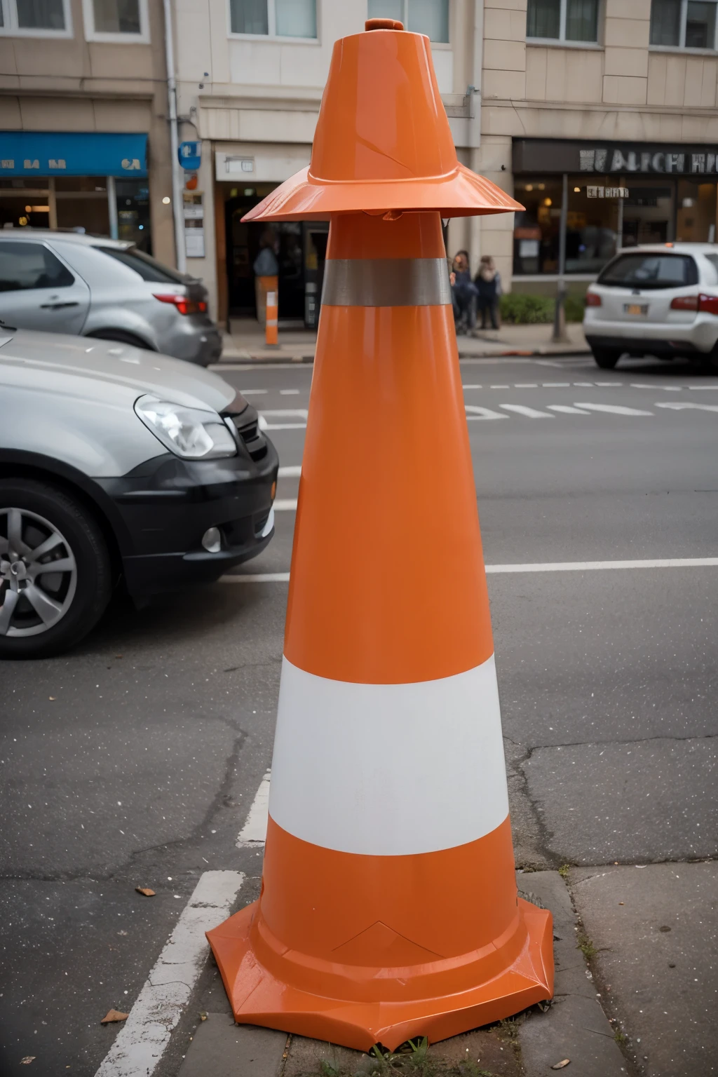 Create a picture of a legendary traffic cone