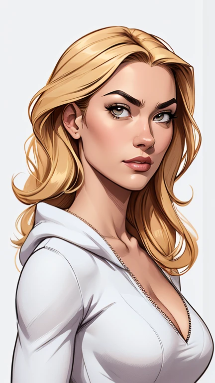 estilo de desenho animado:1.2), Yvonne Strahovski mulher Imagem de desenho animado de uma mulher , roupas sensuais , garota super fofa, authoritarian would be facial expressioncartoon style illustration, estilo de arte dos desenhos animados, estilo de arte dos desenhos animados, digital illustration style, design de personagens altamente detalhado, arte digital detalhada fofa, City fan art, design de personagem retrato, beautiful digital illustration, retrato de alta qualidade, arte em quadrinhos, retrato do design do personagem, white background Buso without clothes and medium breasts, beautiful and symmetrical body curves